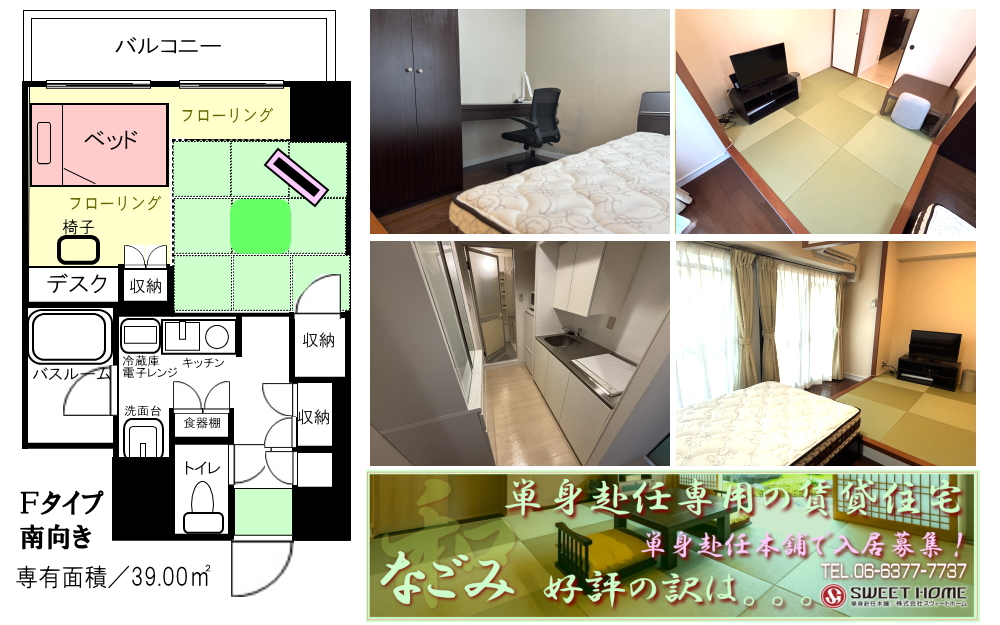 Fタイプ間取り図面と室内画像